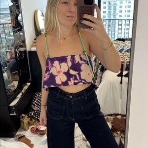 Zara Purple Floral Crop Top